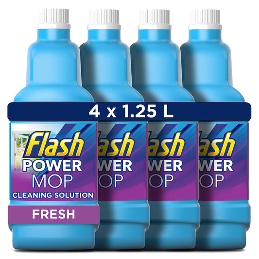 Flash Powermop Refill Liquid, Floor Cleaner, Fresh, 5 Litres (1.25 L x 4) 1.25 l (Pack of 4)