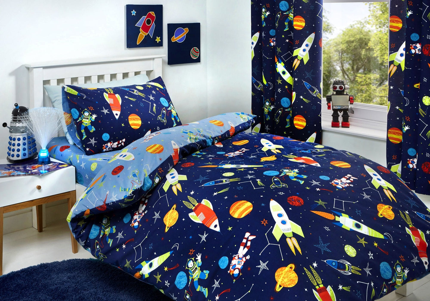 Bedlam - Supersonic - Glow In The Dark Duvet Cover Set, Blue Bedding, Single Bed Size Duvet Cover Set: Single