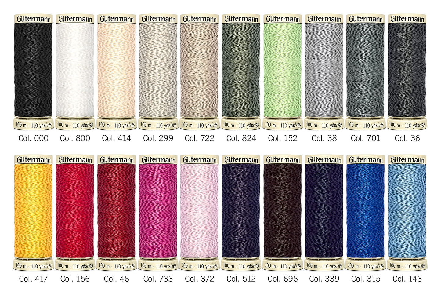 Gutermann Thread Set: Sew-All: 100m: Pack of 20, Assorted 20 x 100m Popular Basic