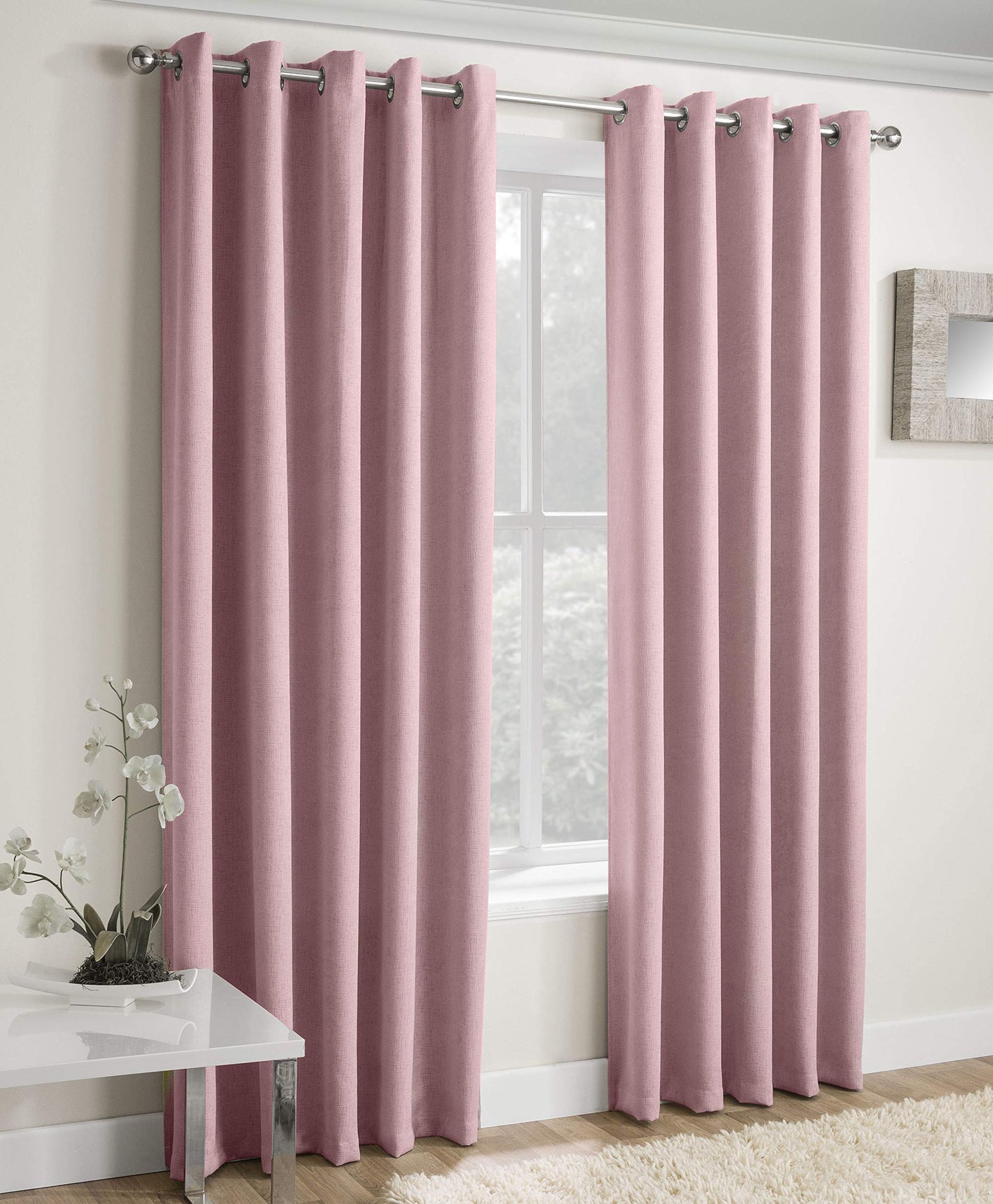 Enhanced Living Vogue Blush Pink 66 x 72 inch (168x183cm) Eyelet Thermal Noise Reducing Dim Out Curtains for Bedroom and Living Room Blush, Pink Width - 66" (168cm) x Drop - 72" (183cm)