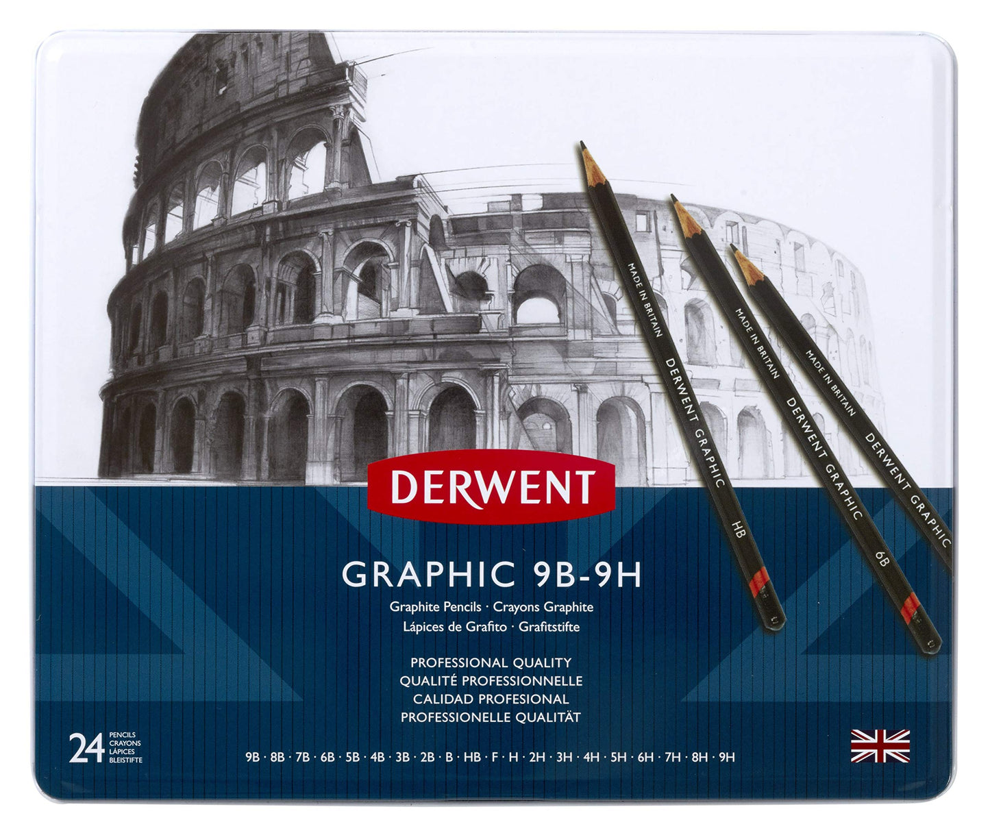 Derwent 34202 Graphic Full Set Graphite Drawing Pencils, Professional Quality, Black ,Set of 24