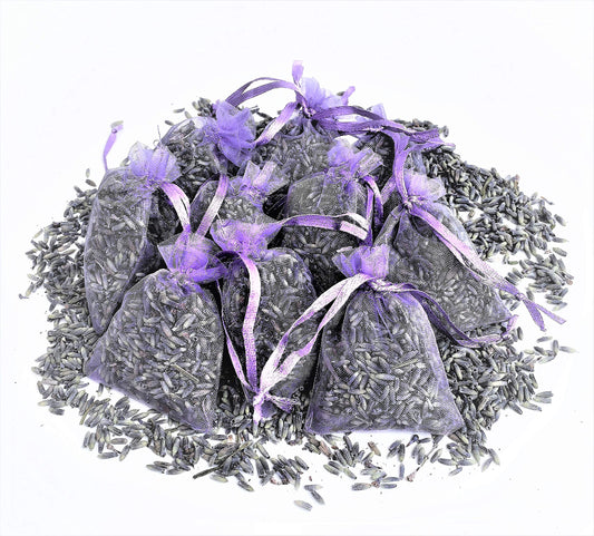 12 Bags of Dried English Lavender in Small Lilac Organza Bags -Real Flower Wedding Confetti/Home Fragrance/Crafts /Moth Repellant